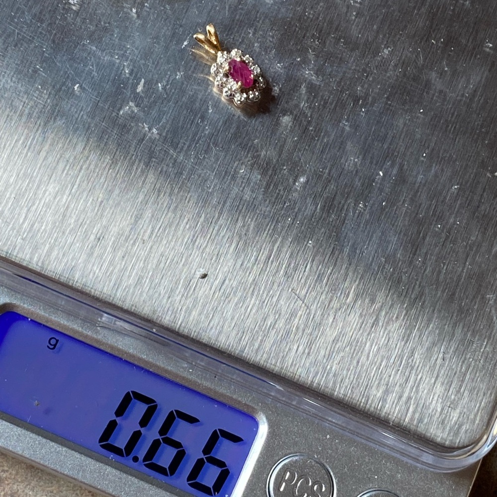 O-2: Elegant Marquis Ruby and round Diamond Pendant1 14k Solid YG- 100% natural - Picture 6 of 7